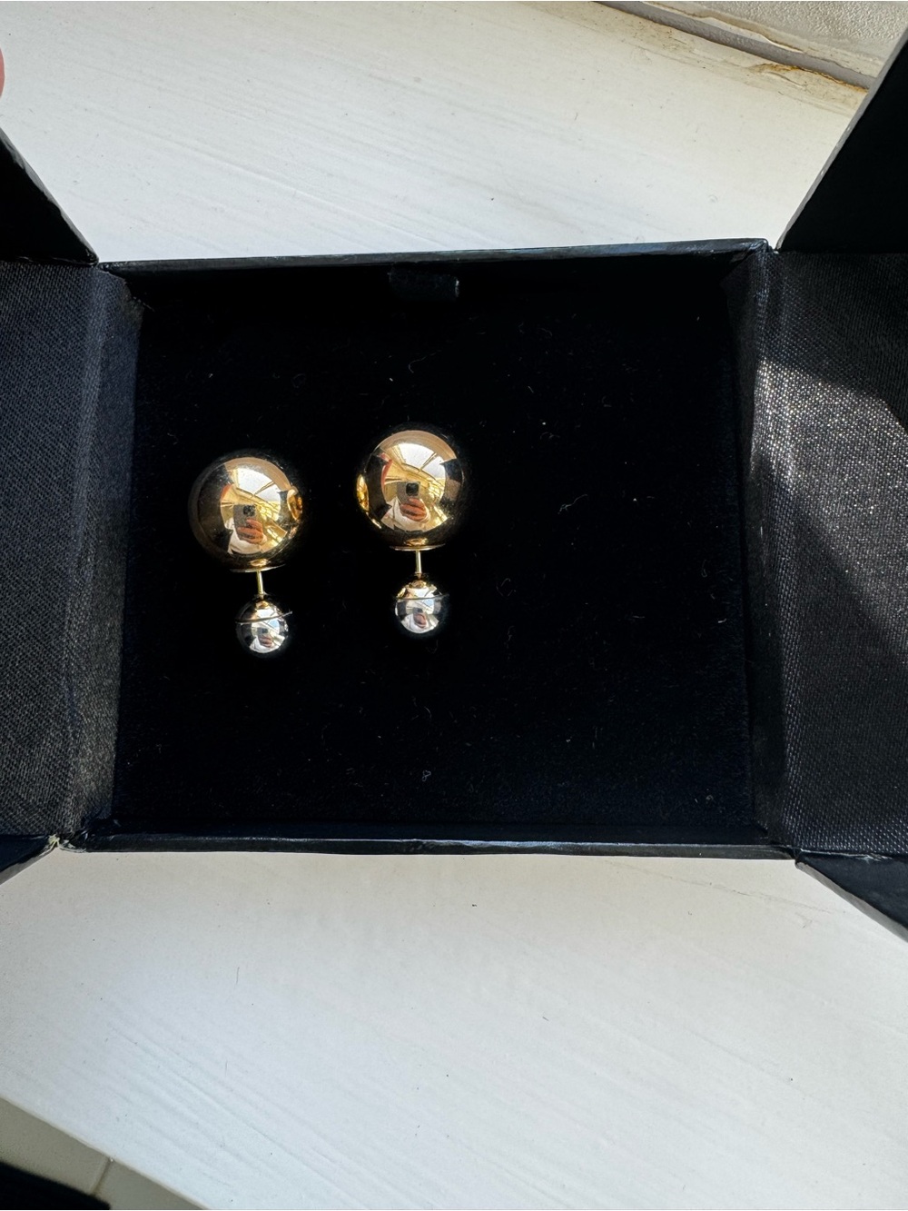 Dior Tribal Gold and Silver Double-Ball Drop Earrings - Women Jewelry